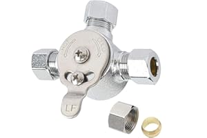 3/8" Manual Mixing Valve for Hot and Cold Water, Three-way Solid Brass Temperature Controlled Mixing Valve, for Regulating Wa