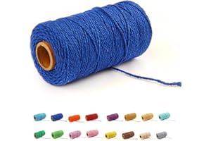 flipped (109 Yards/1.5mm/35 Colors Optional) Cotton Baker Twine DIY Craft Macramé Natural Cotton Rope Craft Making Knitting String Rope DIY Wedding Decor Supply Christmas Wrapping (deep Blue)…
