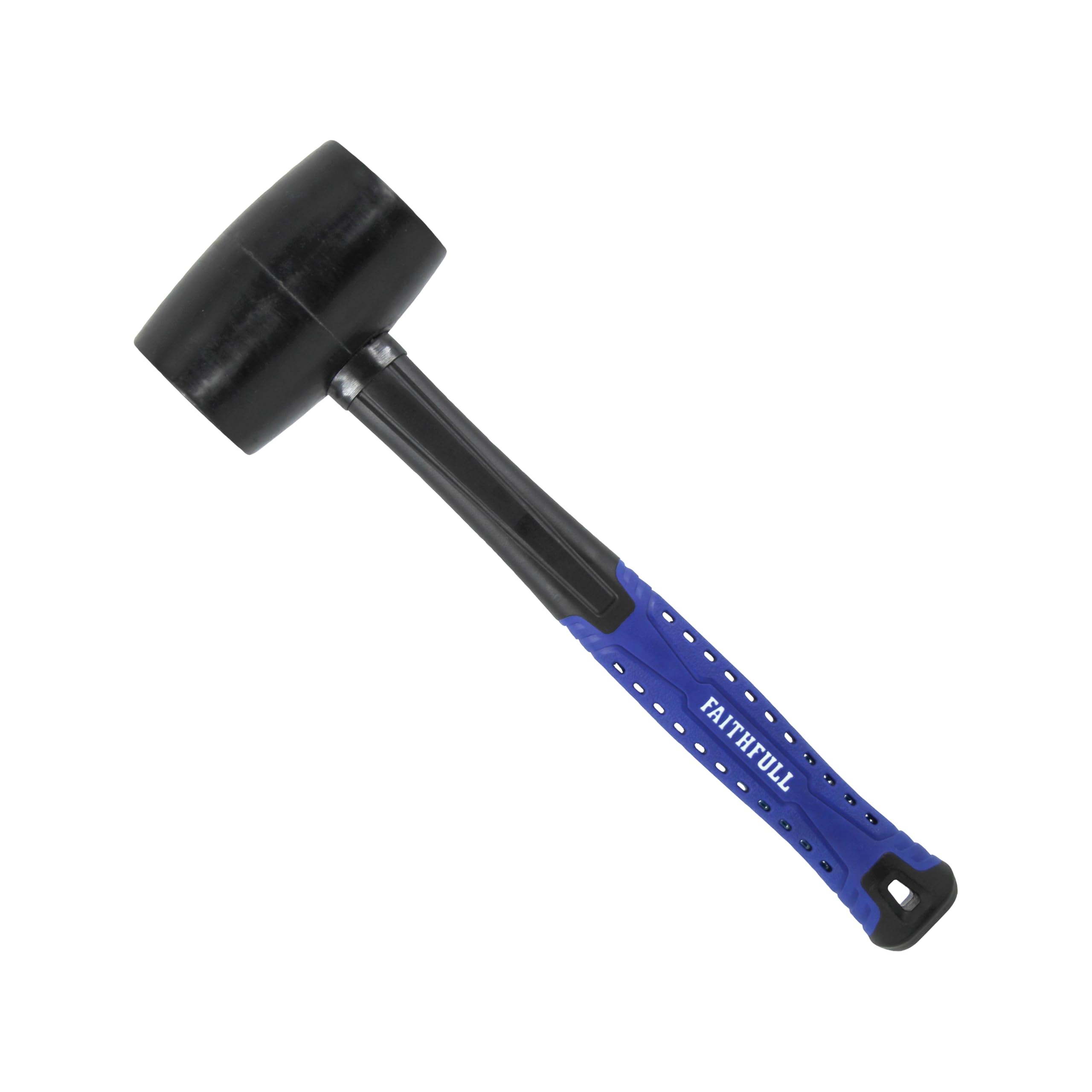 Faithfull Black Rubber Mallet 454g (16oz) – Durable Rubber Head with High-Strength Fibreglass Shaft & Ergonomic Non-Slip Grip for Assembly, Flooring & Non-Damaging Striking Tasks