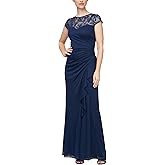 Alex Evenings Womens Long Length A-line Sweetheart Neck Gown with Cap Sleeves, Mother of The Bride, Formal Event Dress
