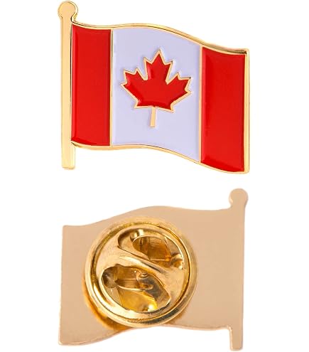 Petite Broche Rétro Feuille D'érable émaillée Rouge Et Or - Occasion - Réf. 4119