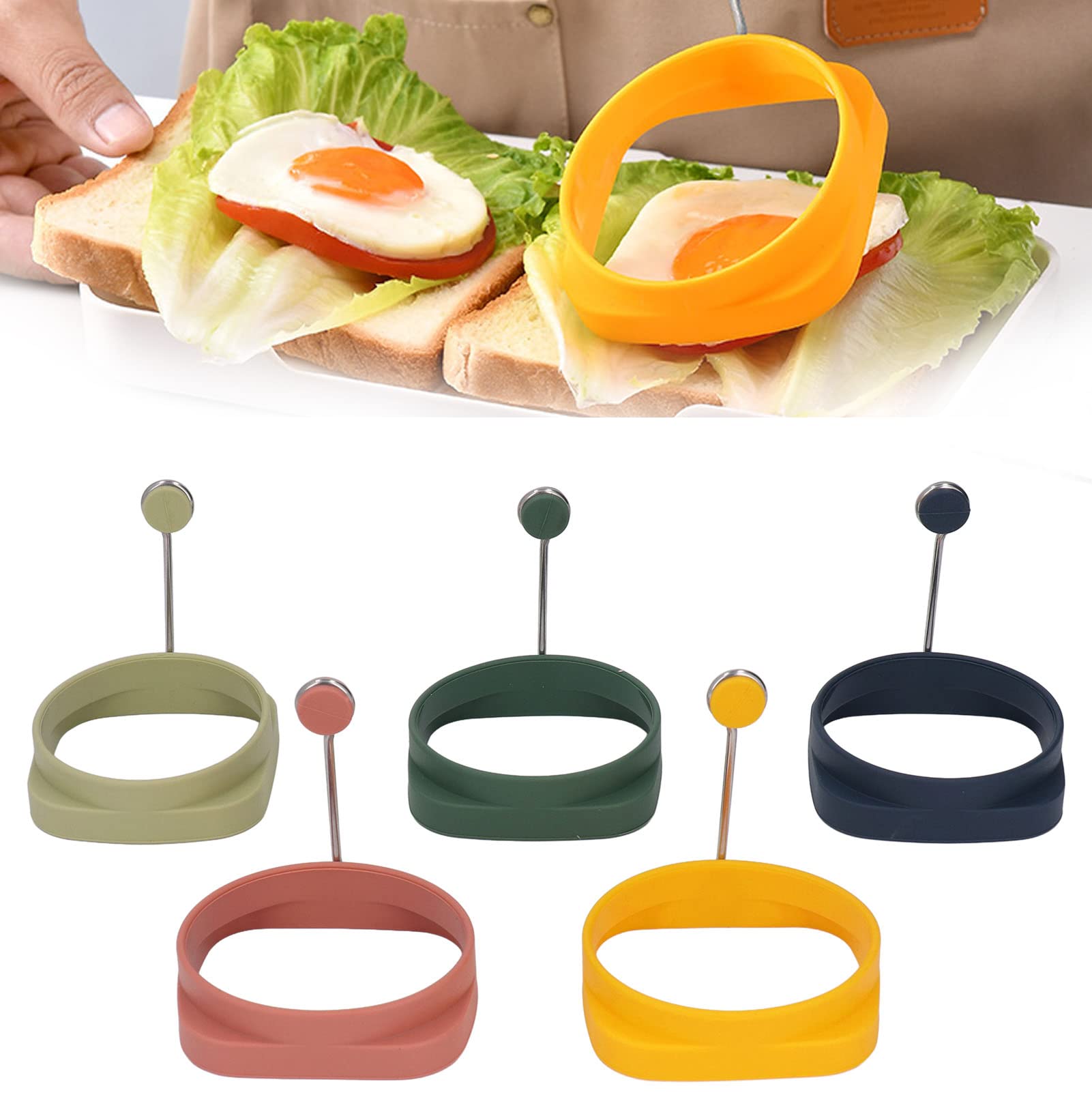 plplaaoo 5pcs Silicone Egg Rings For Frying,Fried Egg Ring,Nonstick Multicolored Frying Ring Molds,Round Egg Cooking Rings Pancake Rings for Cooking Poached Eggs Pancake Fried Meat
