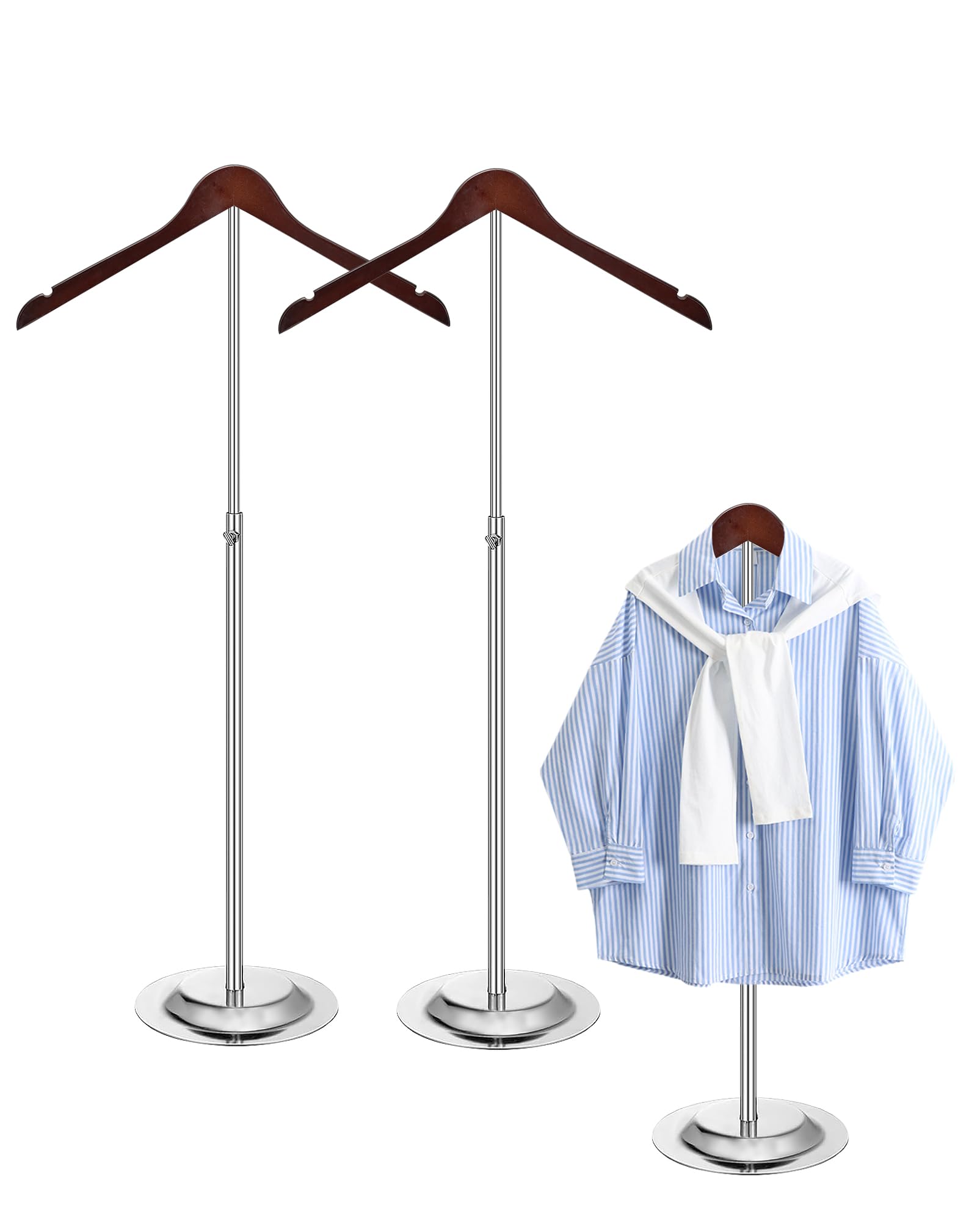 Photo 1 of 2 Pack T-Shirt Display 30" Height Adjustable Shoulder Stand Shirt Rack, Shirts Display Stand for Shops, Steaming Clothes Holder, Sliver