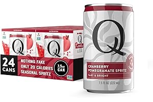 Q Mixers Cranberry-Pomegranate Spritz, Ideal for Cocktails & Mocktails - Made with Real Ingredients, Perfectly Carbonated & Less Sweet - 20 Calories per Can - 7.5oz Fl oz Cans (Pack of 24))