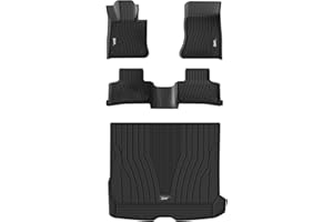 3W Floor Mats and Cargo Liner Compatible for Mercedes Benz GLC (Not Fit Coupe) 2023 2024 2025, TPE All Weather Custom Fit Floor Liner and Cargo Mats 1st 2nd Rows Car Mats and Trunk Liner Black