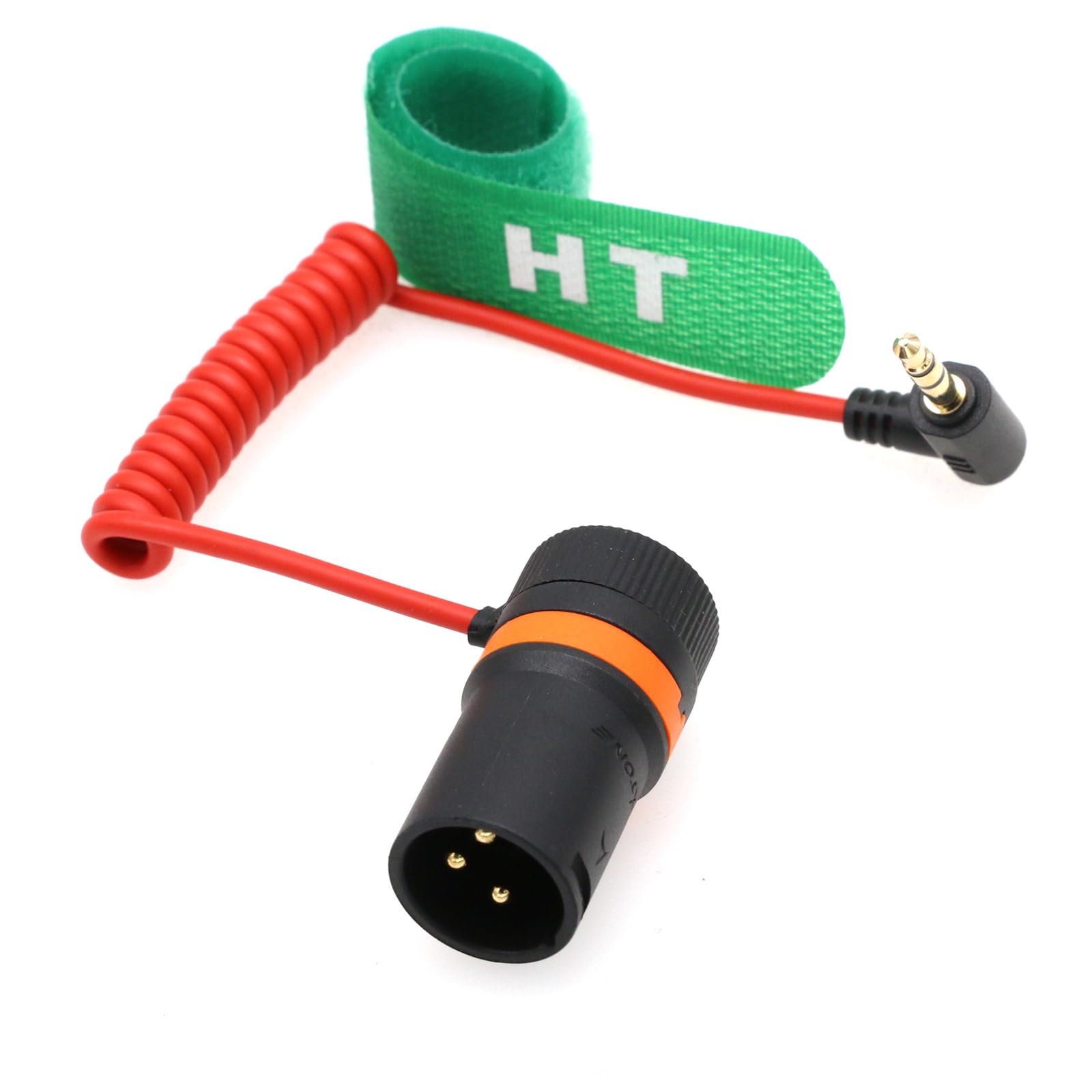 HangTon 3.5mm Mini Jack to XLR 3 Pin Audio Cable for BOYA Rode Wireless GO II Microphone to Sony FX9 FX3 Canon Camera Mixer Recorder, Right Angle Male Red Coiled 50cm