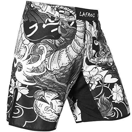 LAFROI Mens MMA Cross Training Boxing Shorts Trunks Fight Wear with Drawstring and Pocket-QJK01