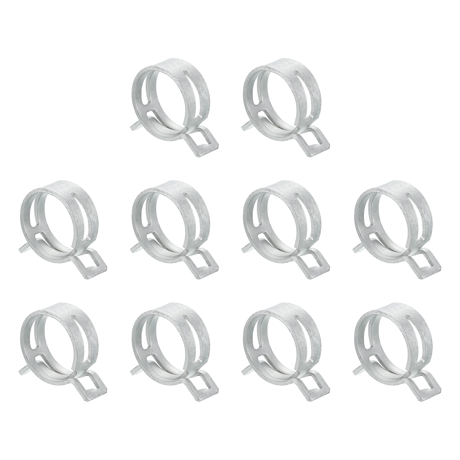 Sourcingmap 10Pcs Spring Band Type Action Fuel/Silicone Vacuum Hose Pipe Clamp, 27mm Low-Pressure Air Spring Hose Clip Clamp for Automotive Oil Pipe Water Pipe, Silver