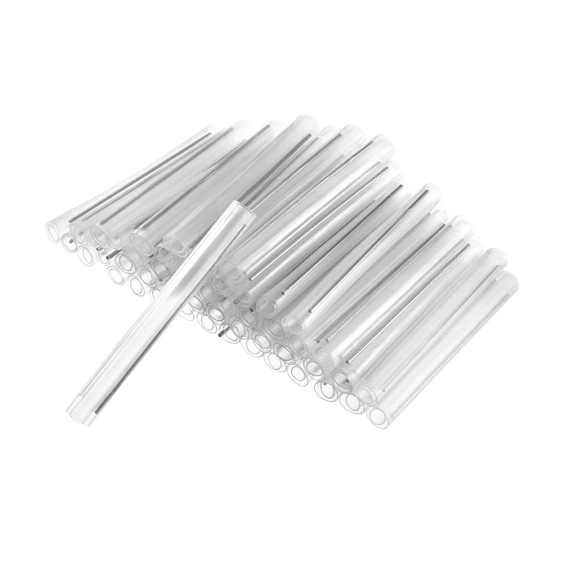 sourcing map 59mm 6mm OD Fiber Optic Fusion Splice Tube Protector Sleeves, Clear Heat Shrinkable, Double Rod, 300pcs