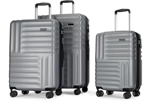 PRIMICIA GinzaTravel 3-Piece Luggage Sets Expandable Suitcases with 4 Wheels PC+ABS Durable Hardside Luggage sets TSA lock(Dark Gray, 3-Piece Set(20"/25"/29"))