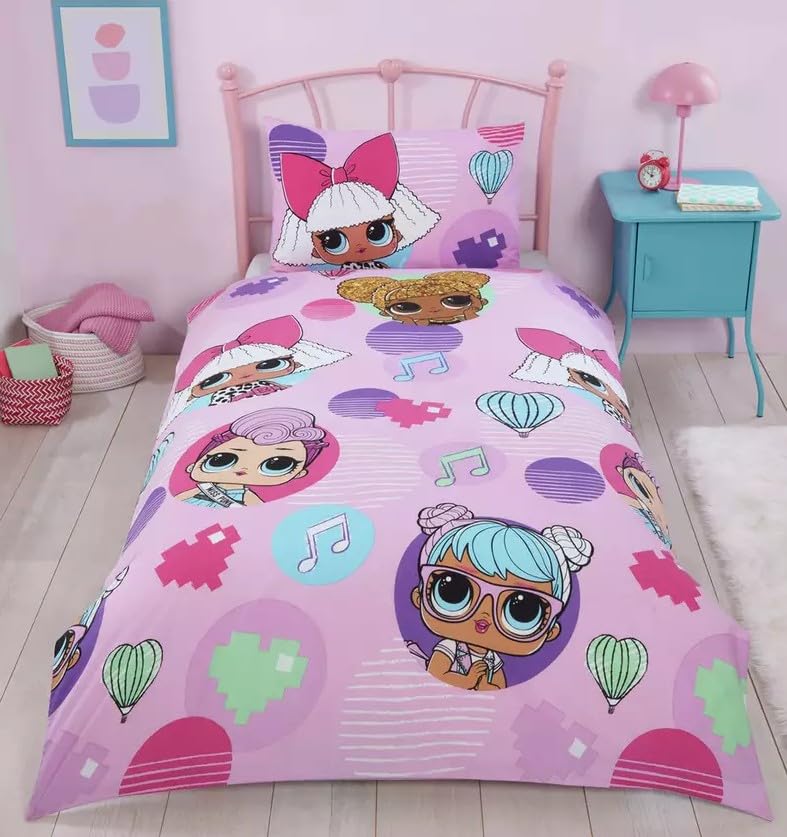 Character Linens L.O.L. Surprise Single Duvet Cover Set with Pillowcase - Reversible Design