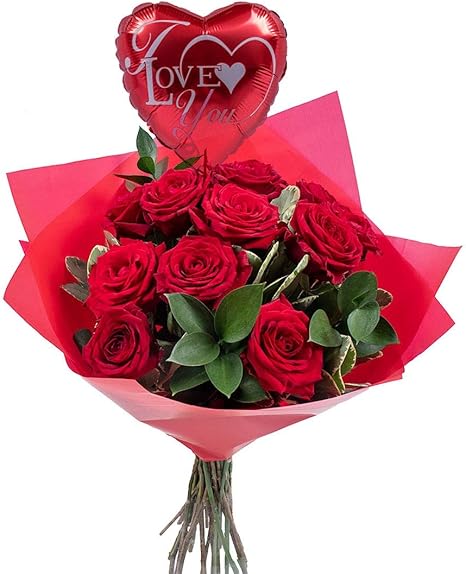 Fresh Flowers Free Delivery This Lovely Red Roses Bouquet With An I Love You Balloon Is A Fabulous Gift For Valentine Great Value Amazon Co Uk Garden Outdoors