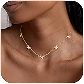KSF Gold Choker Necklace for Women - 18K Gold Plated Dainty Necklaces for Women Trendy, Cute Heart Flower Butterfly Beaded Cubic Zirconia Choker, Stainless Steel Necklace Jewelry Gift Non Tarnish