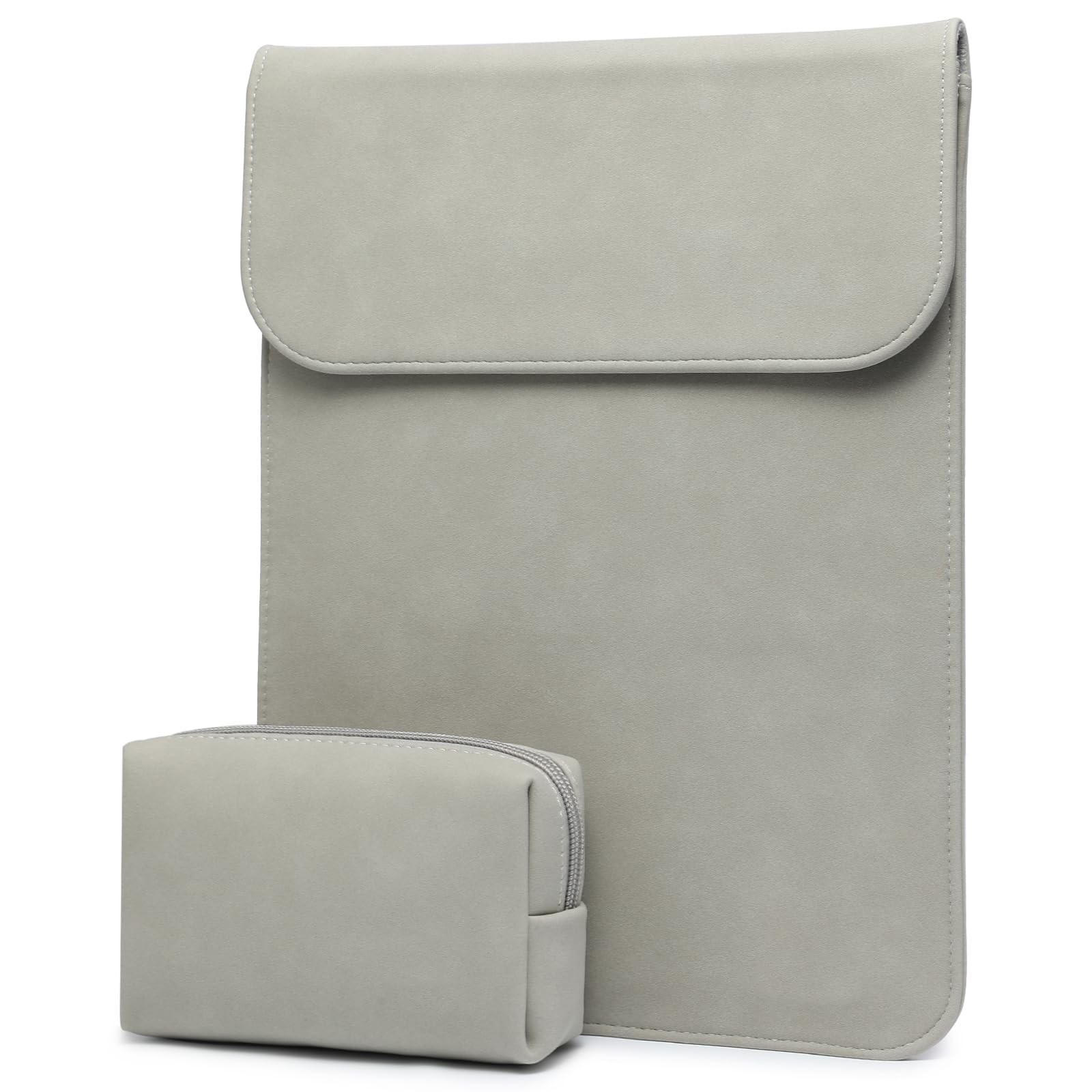 HYZUO 15-16 Inch Laptop Sleeve for MacBook Pro 16 M5/M4/M3/M2/M1 Pro/Max A3428 A3429 A3403 A3186 2026-2019, MacBook Pro 15 2015-2012, XPS 15, Faux Suede Leather Case with Accessory Bag, Light Grey