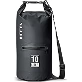 HEETA Waterproof Dry Bag with Front Zippered Pocket for Women Men, 5L/10L/20L/30L/40L Roll Top Lightweight Dry Storage Bag Backpack for Travel, Kayaking, Boating, Rafting, Camping, Hiking & Beach