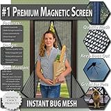 Premium Magnetic Screen Door - KEEP BUGS OUT, Let Fresh Air In. Instant Mosquito, Insect and Fly Screen with Magic Magnetic Closure. Retractable Mesh Door Screen. (Fits Doors UP TO 34