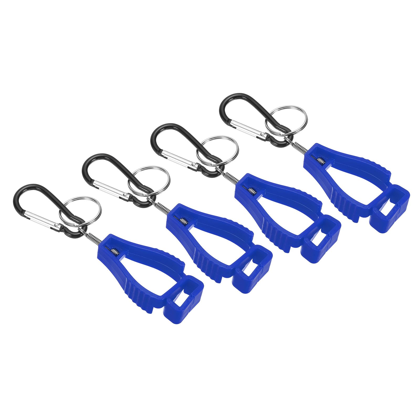 PATIKIL Glove Clips, 4 Pack Gloves Holder Clip Glove Belt Keeper with Spring Key Ring Work Glove Grabber Helmet Hanger for Worker, Blue