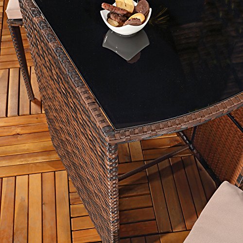 Melko Gartenmöbel 3er Set Gartengarnitur Rattan Barset Garten Sitzgarnitur platzsparend Balkonset Sitzgruppe – Bild 5