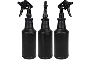 FIMXSD 3-Pack Black Spray Bottles 34oz Opaque Heavy Duty Sprayer with Adjustable Nozzle, Leak-resistant Dark Spray Bottle for