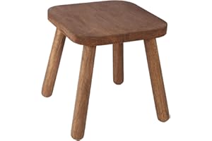 Jurath Natural Solid Wood Step Stool Wood Stool for Kids 11.7'' Sturdy Sitting Stool Wooden Step Stool for Adults Square Stool Wood Plant Stand Small Foot Stool with Four Detachable and Assembled Legs