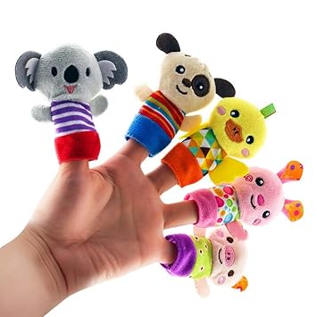 5 Pcs Animal Finger Puppets for Kids,Cute Cartoon Plush Animal Finger Puppets Funny Plush Dolls Educational Hand Animal Toys,Great for Storytelling,Role-Playing,Teaching and Fun