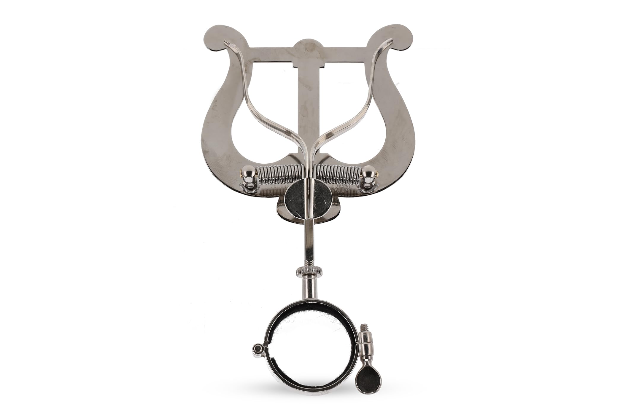 GEWA Marching Music Holder Bb-Clarinet - Nickel Plated - Large Lyra - 2 Pushers - Ring Diameter 33 mm