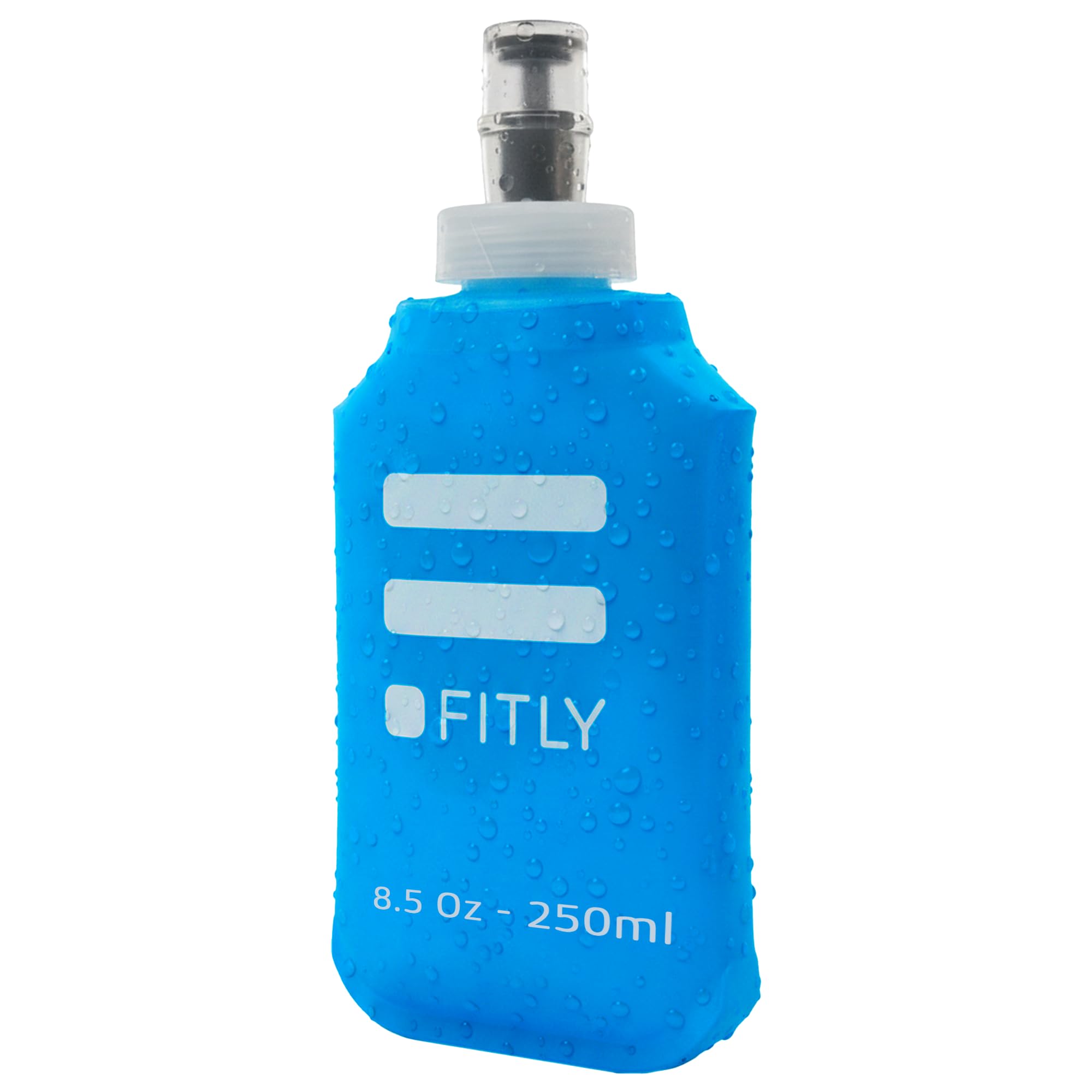 FITLY Soft Flask 250ml - Shrinks As You Drink Soft Water Bottle for Hydration On The Move - Collapsible Running Water Bottle, Hiking, Cycling - Soft Flask Running (F5LB)