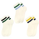 American Trends Vintage Striped Mini Crew Socks for Women Retro Novelty Athletic Mid Sock