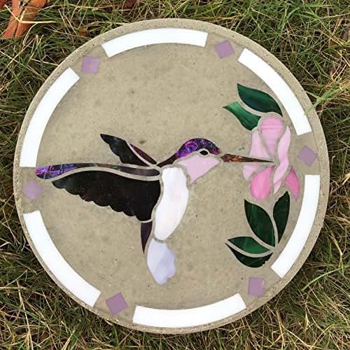 Stained Glass Hummingbird Outdoor Garden Stepping Stone