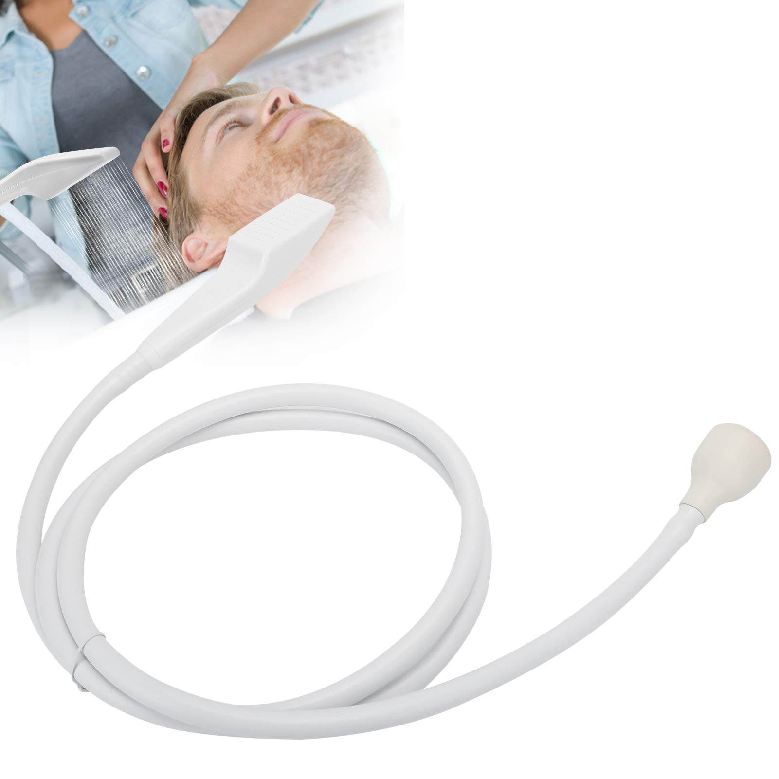 Betued Portable Rubber Shampoo Hose, 100cm Length, White, Salon & Barbershop Use