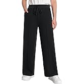 Weintee Women's Petite Wide Leg Sweatpants with Front Seam