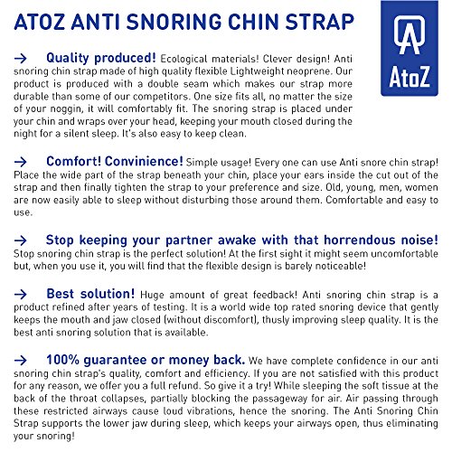 image for AtoZ Anti snoring chin strap, Best stop snoring device, adjustable sno