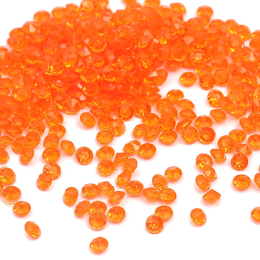 1000pcs Acrylic Decorative Diamond Crystals 4 mm Glitter Confetti Table Decoration Sparkling Decorative Stones Crystals Confetti Diamonds for DIY Wedding Christening Engagement Valentine's Day Orange