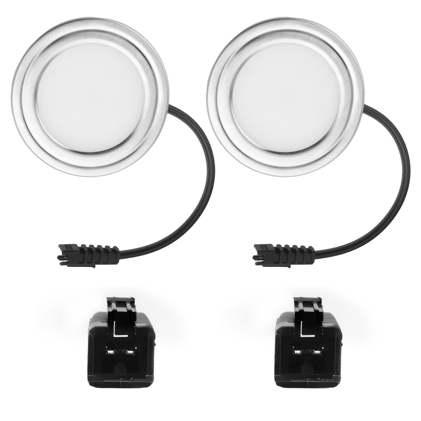 Photo 1 of 2 Pack 12V DC 1.5W Range Hood Lights with SM Socket Male Head Round 68mm 6500K Plastic, Hole Closet Stove LED Light Recessed, Bright White Kitchen Range Hood Light Bulbs Replacement (SM Socket Round)