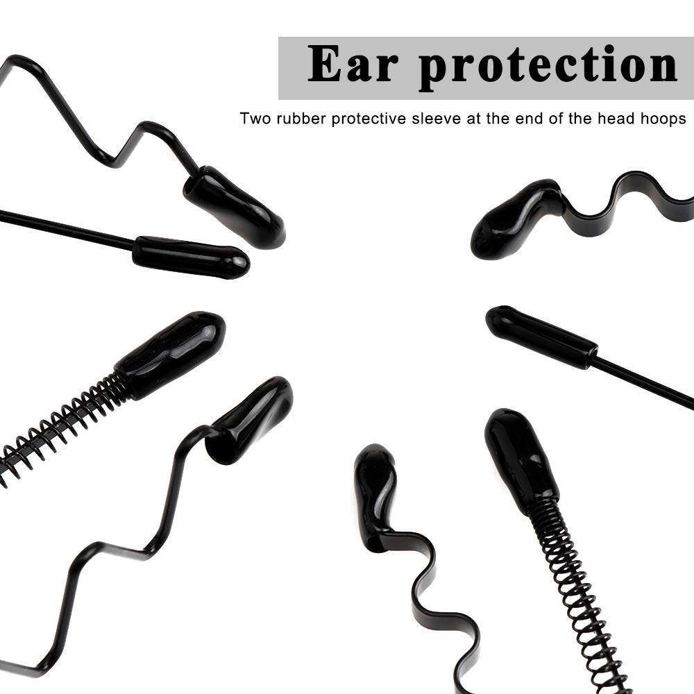 fani 15 Pcs Metal and Plastic Hair Hoop Set, Elastic Non Slip Hair Band Hoop Headwear, Black Wavy Simple Outdoors Unisex Hair Accessories for Men and Women : Beauty
