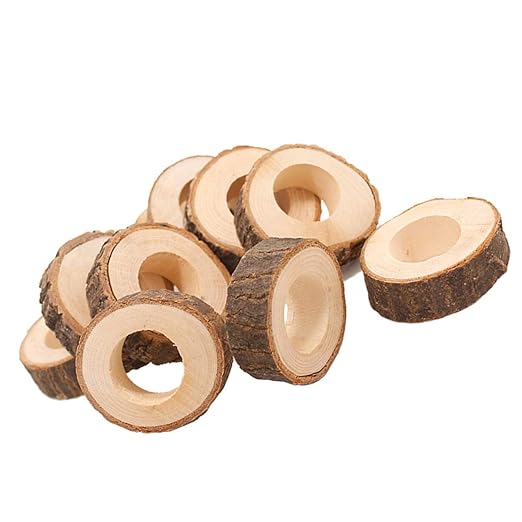 Bestonzon 8pcs Circle Wood Pendente Creativo Naturale Grezzo