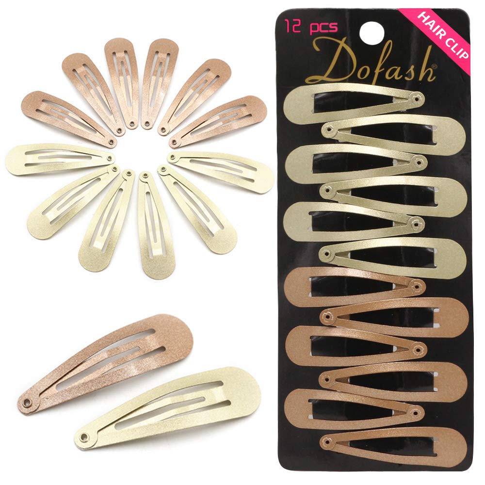 Dofash Snap Hair Clips Metal Grips 5CM/2IN Basic Hair Accessories 12pcs (Blonde 6pcs+Light Brown 6pcs) — image 1