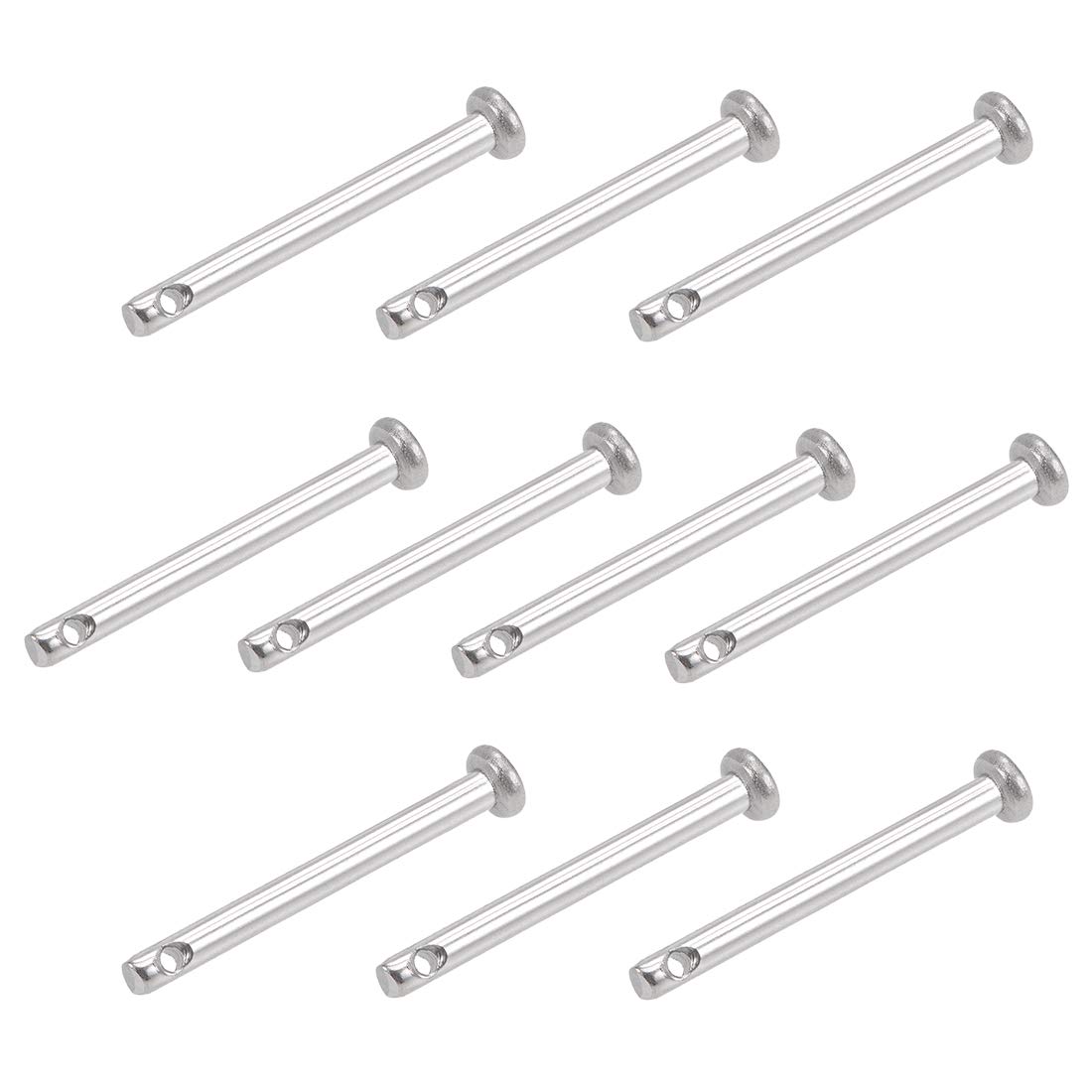 sourcing map Single Hole Clevis Pins - 3mm X 30mm Flat Head 304 Stainless Steel Link Hinge Pin 10Pcs