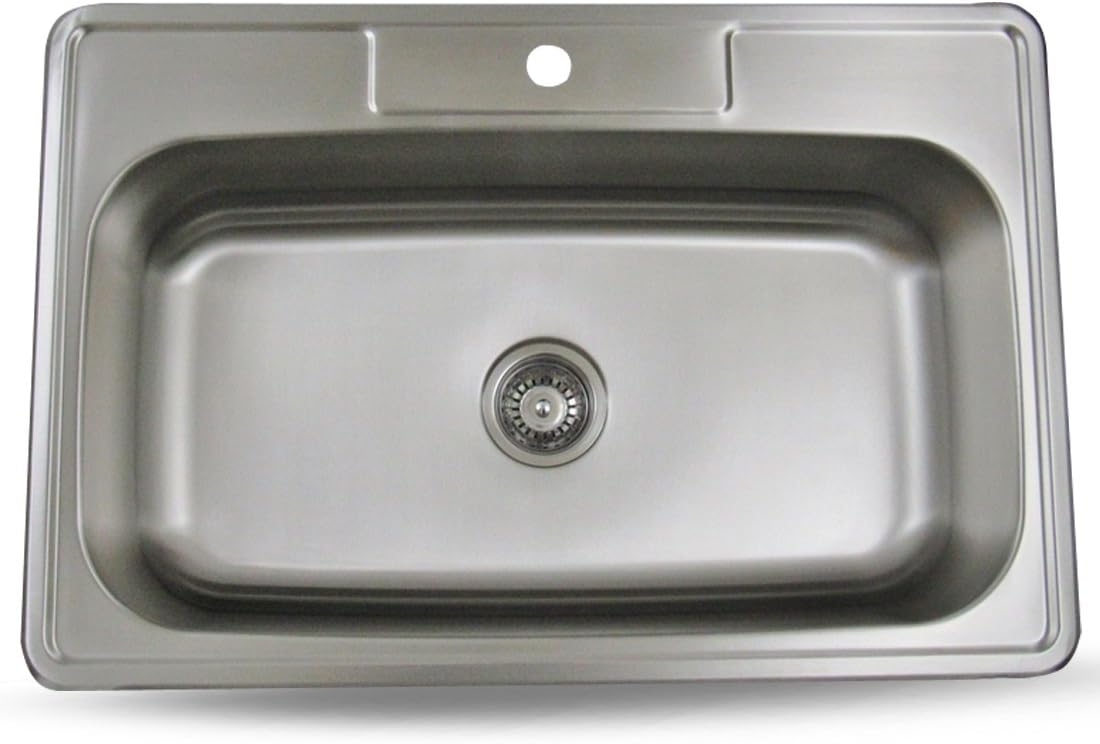 Sink Smart 968-1 | 33 Inch Single Bowl | Top Mount | Stainless Steel Kitchen Sink
