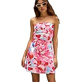 Realtix Womens Satin Silk Backless Strapless Mini Dress Sexy Low Back Tube Club Party Dress for Women