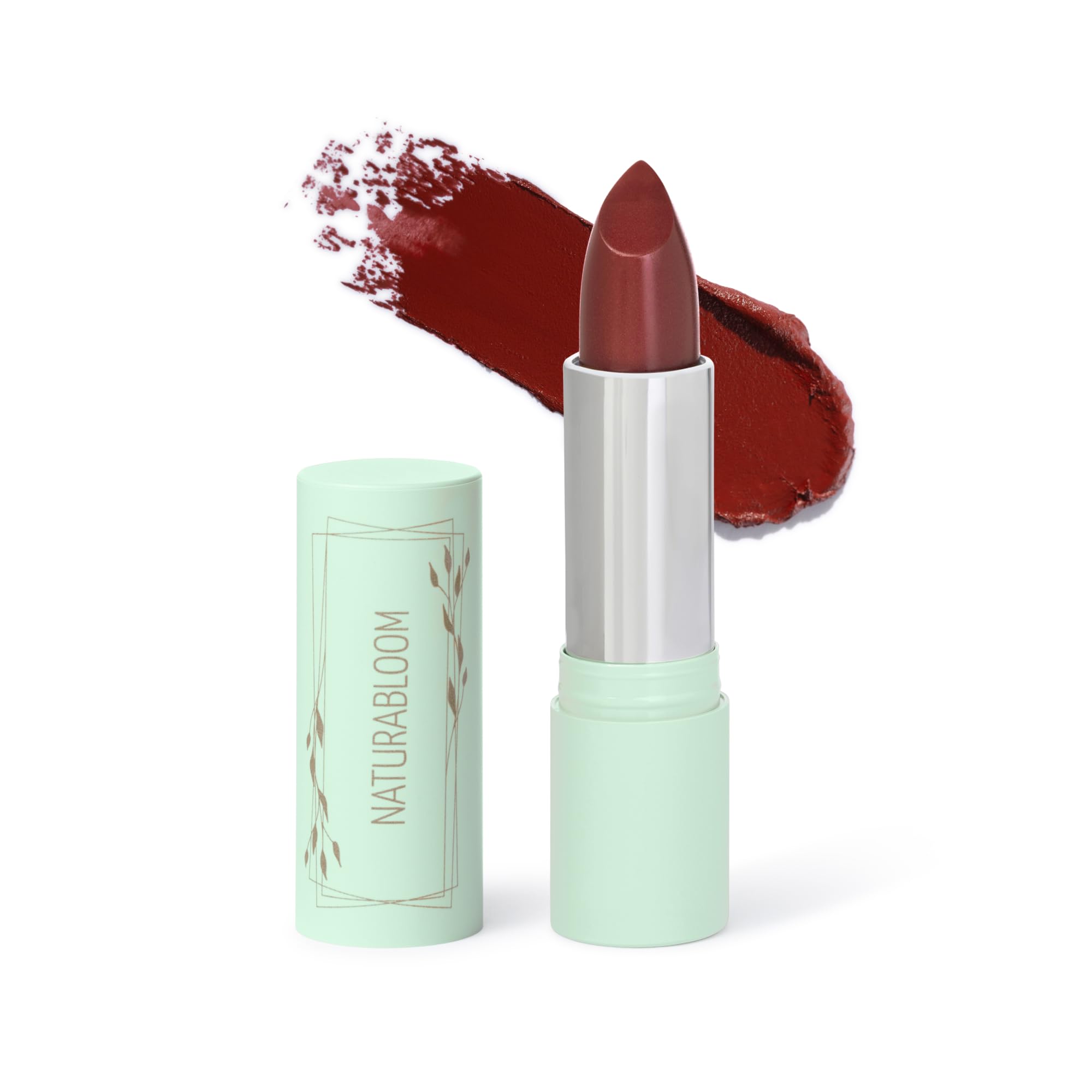 NATURABLOOM Hydrating Lipstick Long Lasting (Ruby) - 90% Natural, Vegan Dark Red Lipstick, Highly-Pigmented, Moisturising, With Natural Oils, Vitamin E and D, Cream Finish Lip Color