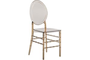 Techni Home Chiavari Style Ghost Chair, Set of 2 Stackable Acrylic Chairs, Elegant Design Perfect for Weddings, Parties, Events, Extra Dining Seating, Modern Versatile for Indoor/Outdoor Use (Amber)