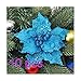 10Pcs Glitter Hollow Wedding Party Decor Christmas Artificial Fabric Simulation Flower Xmas Tree Decorations ADSRO (blue)