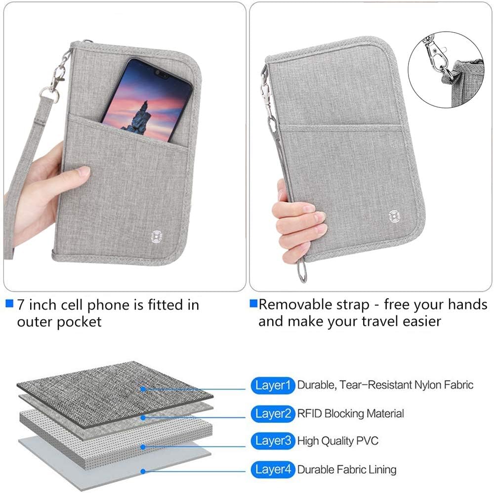  | Travel Wallet HOPAI Family Passport Holder RFID Blocking Zipper Passport Wallet for Man and Women (M) | Passport Wallets