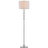 SAFAVIEH Riga Floor Lamp, 60" Crystal LIT4179A | Crystal Base, Fabric Shade, On/Off Switch, E26 Base, LED Bulbs Included, home office, den, dorm room, Assembly Required