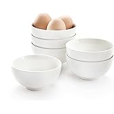 AntoKueh White 4.5in Small Ceramic Bowls, 12 OZ Cereal Bowls Set of 6 for Dessert, Rice, Jello, Pudding, Yogurt, Dishwasher/Microwave safe