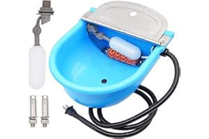 PAULOZYN Heated Livestock Water Bowl Kits Automatic Animals Dog Waterer Trough Outdoors Winter Animals Water Dispenser for Chicken Pet Cattle Horse Pig Cow Goat Sheep, with 2PCS Float Ball Valves