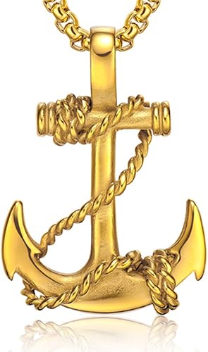 Amazon Co Jp Axluce Amazon限定ブランド ネックレス メンズ イカリ アクセサリー ペンダント ネックレスメンズ ゴールド ジュエリー