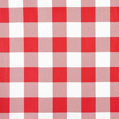 Jolee Fabrics Gingham Check Wipe Clean PVC Vinyl Tablecloth (Red and White Gingham Check, 140cm Diameter Round)