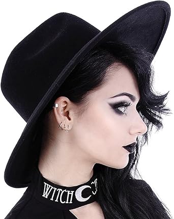 wide black brim hat